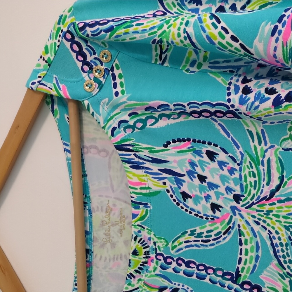 Lilly Pulitzer Turquoise Palm-Print Long Sleeve Dress - Picture 7 of 10